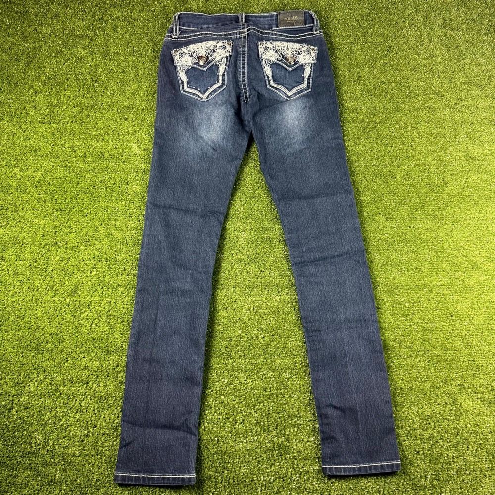 ZCO Jeans Premium Women Size 1 Dark Wash Lace Pocket Skinny Jeans 0733